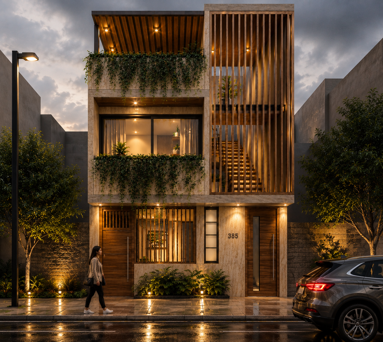 Fachada de vivienda unifamiliar en San Miguel